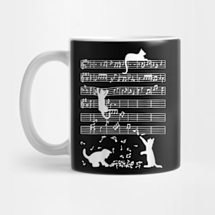 Cute Cat Kitty Playing Music Note Clef Musician Art Mug